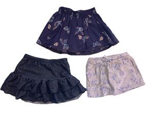 Girls 4/5 Skorts 3 Pc Lot Glittery Butterflies & Blues